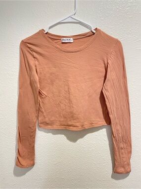 Soft Knit Peach Long Sleeve Cropped Tee • Popular 21 L